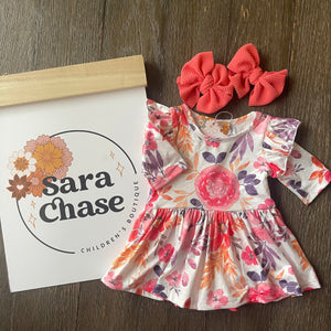 Tangerine Blooms Twirl Romper – Sara Chase Boutique